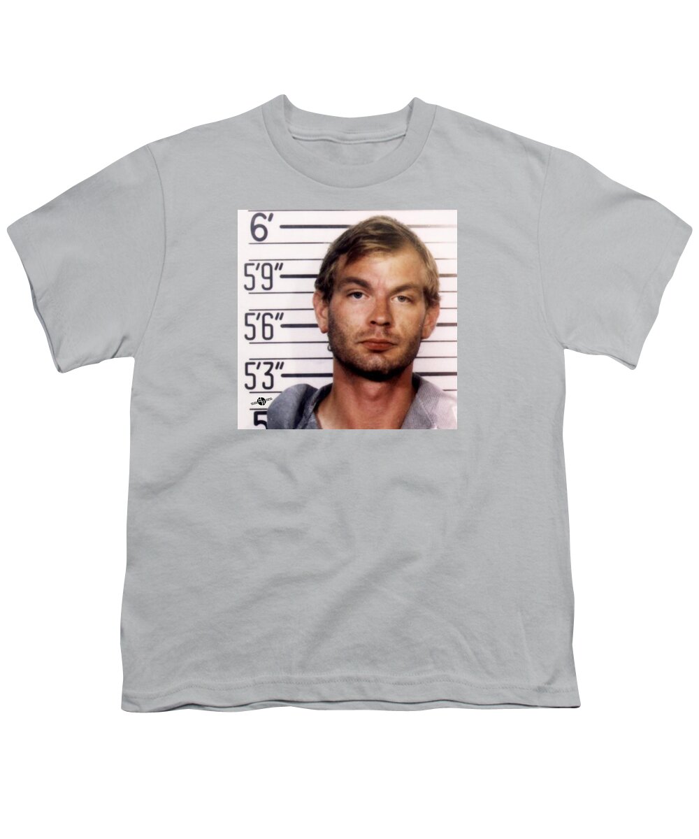 Jeffrey Dahmer Youth T-Shirt featuring the painting Jeffrey Dahmer Mug Shot 1991 Square by Tony Rubino