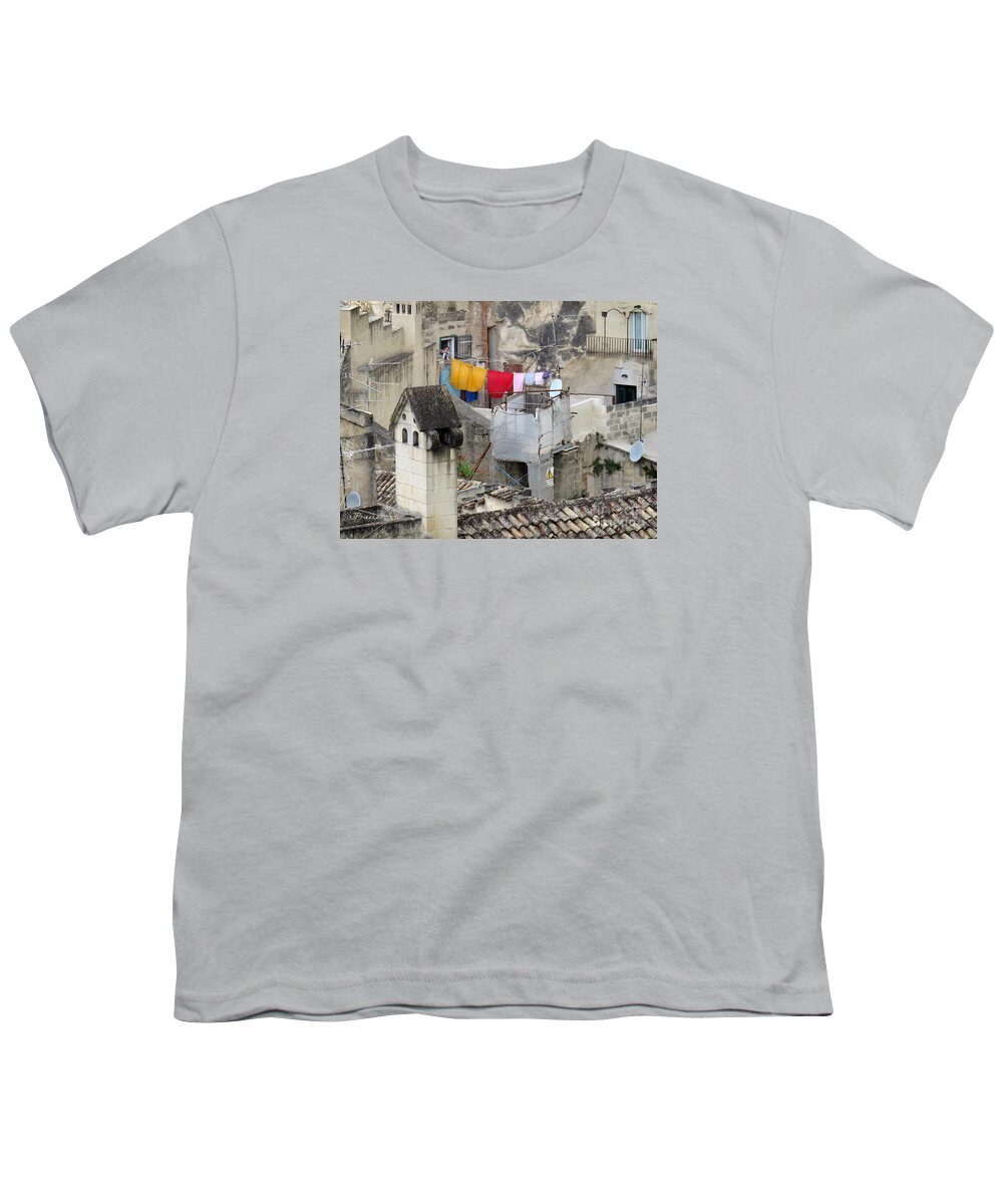 Matera Youth T-Shirt featuring the photograph Laundry Day in Matera.Italy by Jennie Breeze