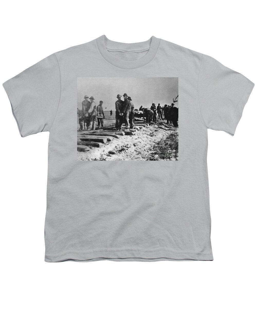 Historic Youth T-Shirt featuring the photograph Laying Tracks, 1868 by Omikron