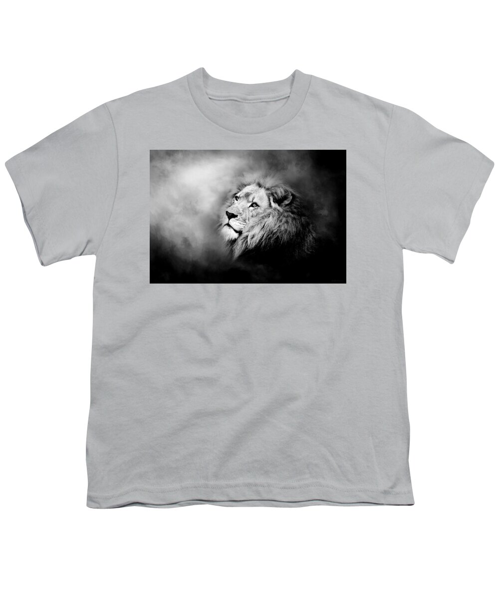 Lion Youth T-Shirt featuring the photograph Lion - Pride Of Africa II - Tribute To Cecil in Black and White by Michelle Wrighton