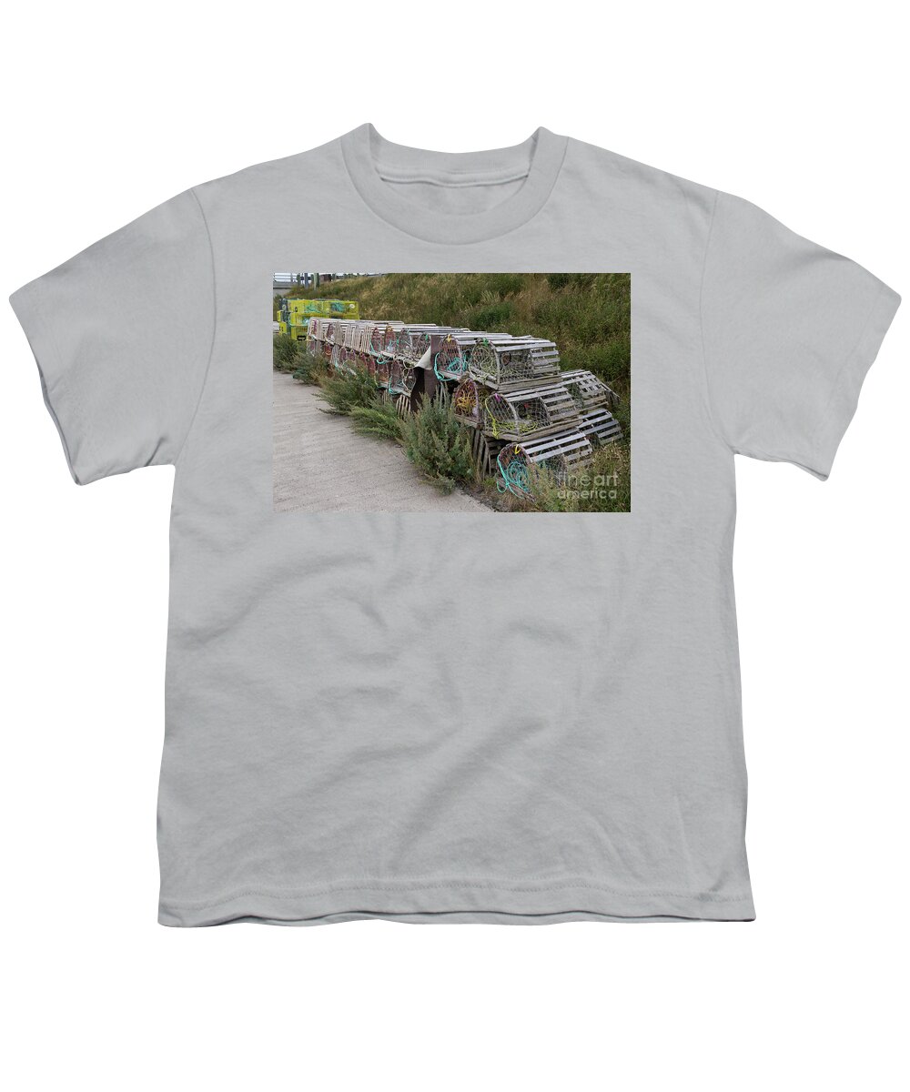 Lobster Youth T-Shirt featuring the photograph Lobster Traps by Les Palenik