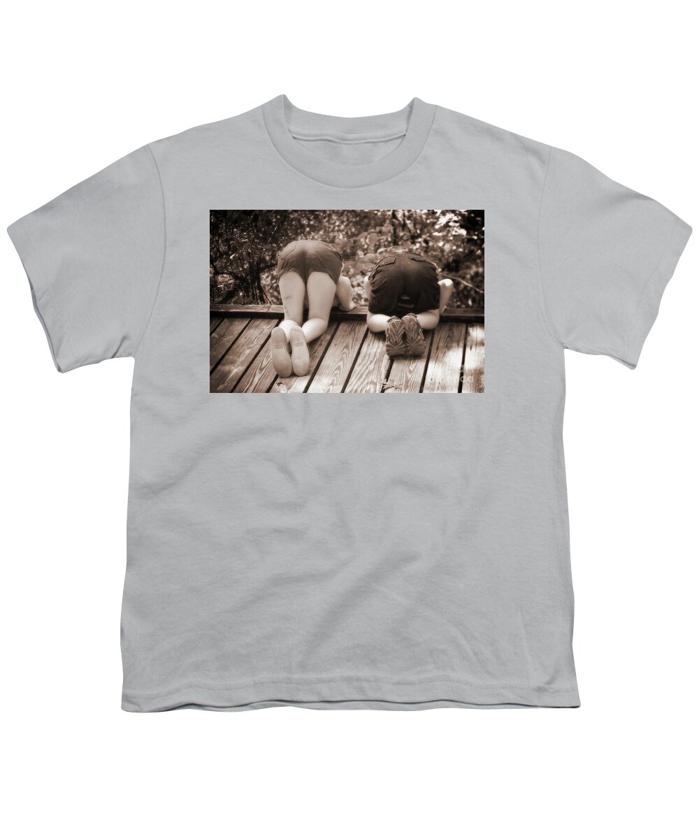 Children Youth T-Shirt featuring the photograph Looking For The Swamp Monster by Sharon McConnell