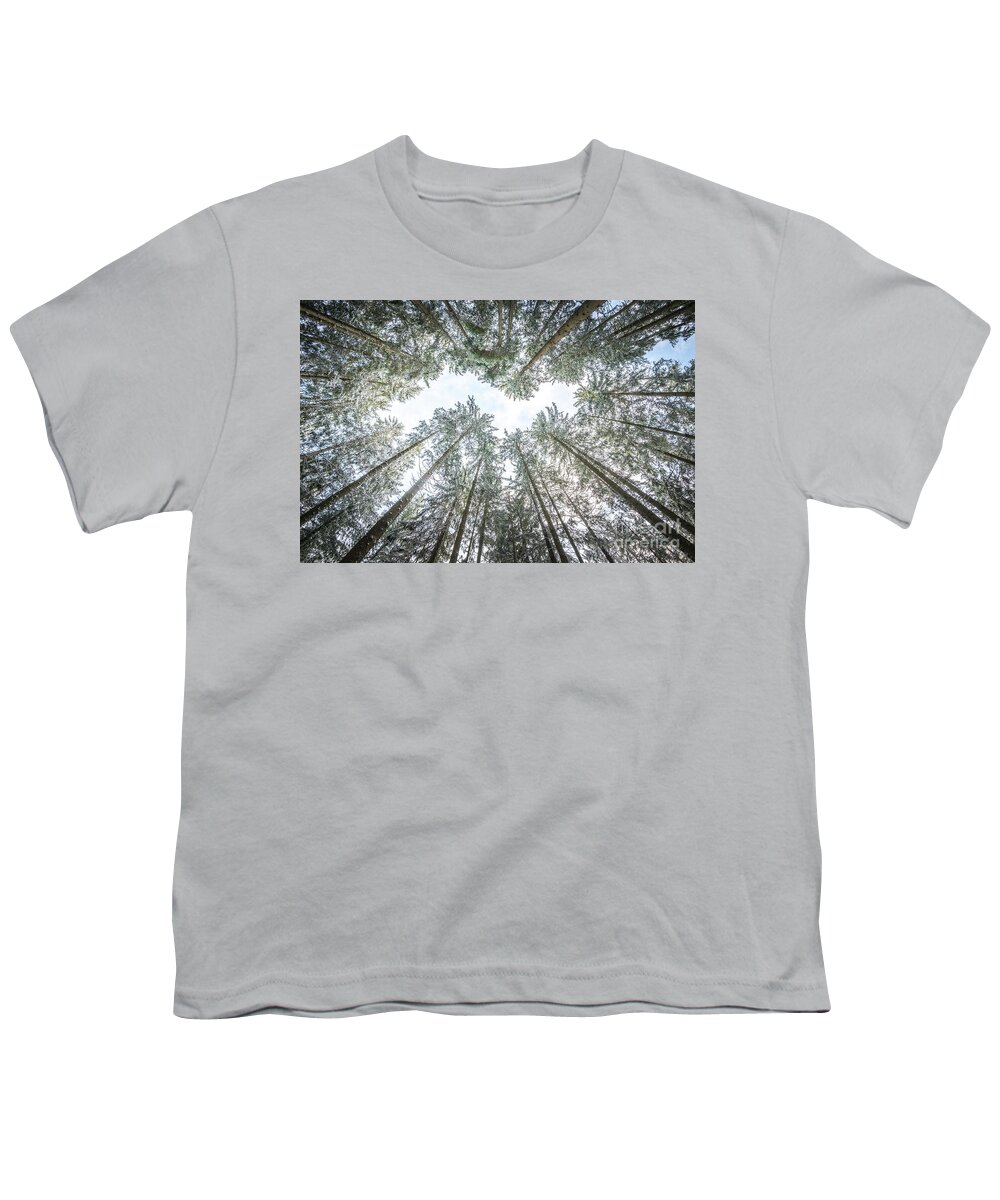 Blue Youth T-Shirt featuring the photograph Looking Up In The Forest by Hannes Cmarits