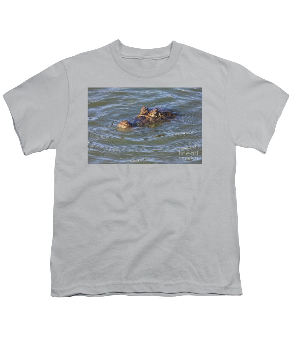 Caiman Youth T-Shirt featuring the photograph Lurking by Bob Hislop