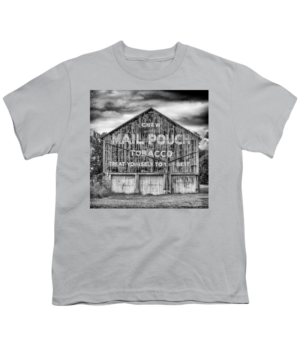 Mail Pouch Tobacco Youth T-Shirt featuring the photograph Mail Pouch Barn - US 30 #6 by Stephen Stookey