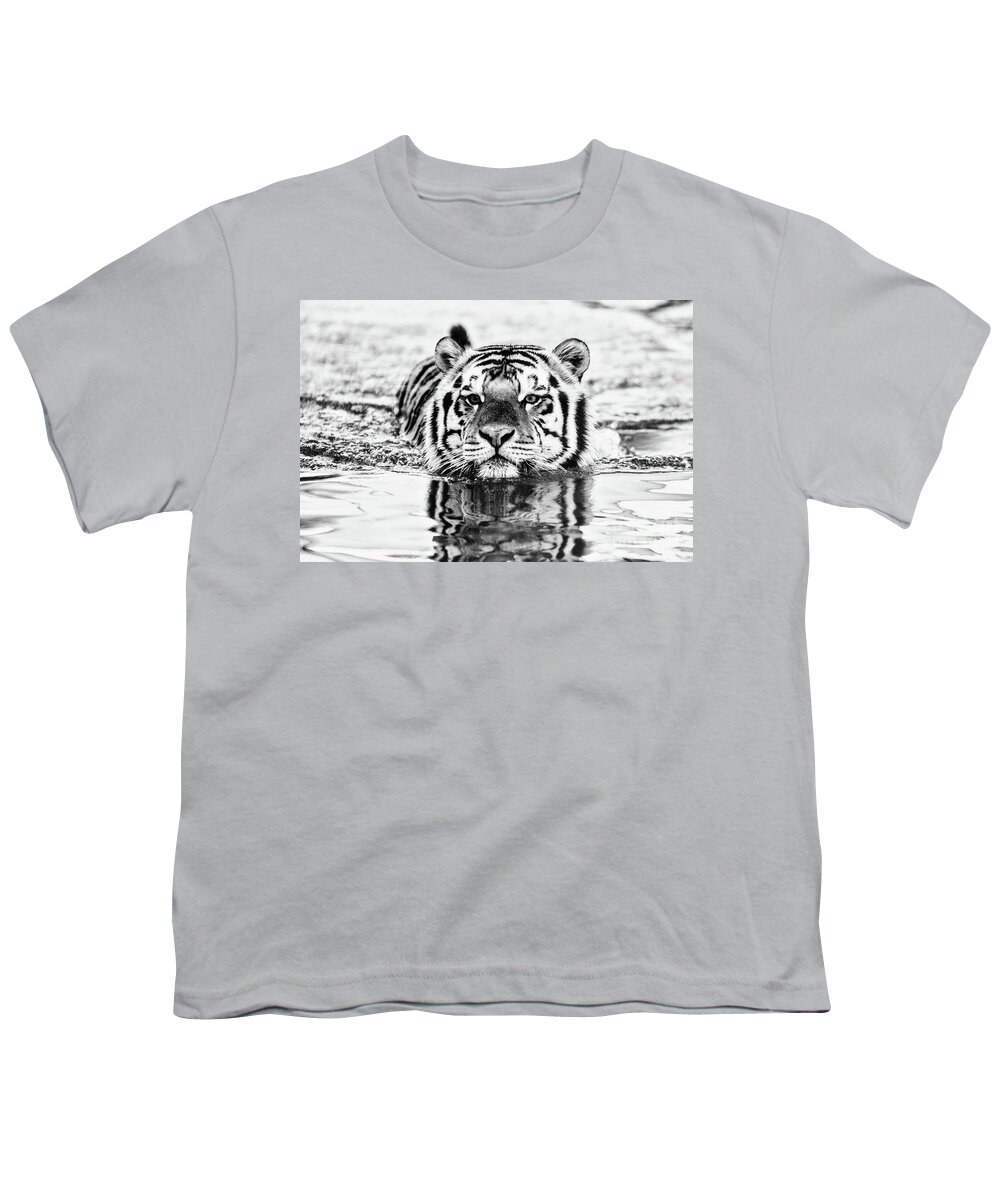 Tiger Youth T-Shirt featuring the photograph Big Mike - BW by Scott Pellegrin
