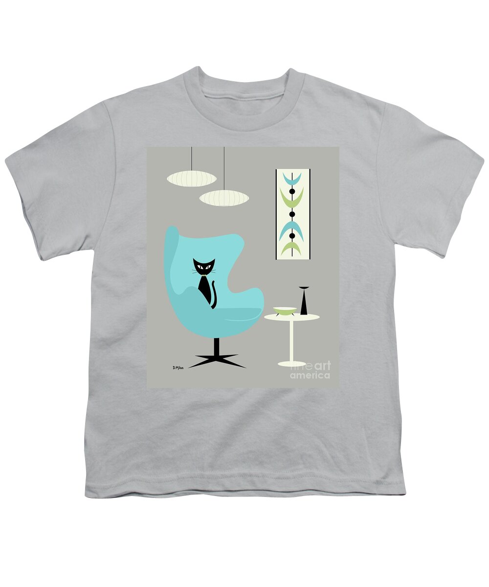 Mid Century Modern Youth T-Shirt featuring the digital art Mini Mobile Turquoise and Green by Donna Mibus
