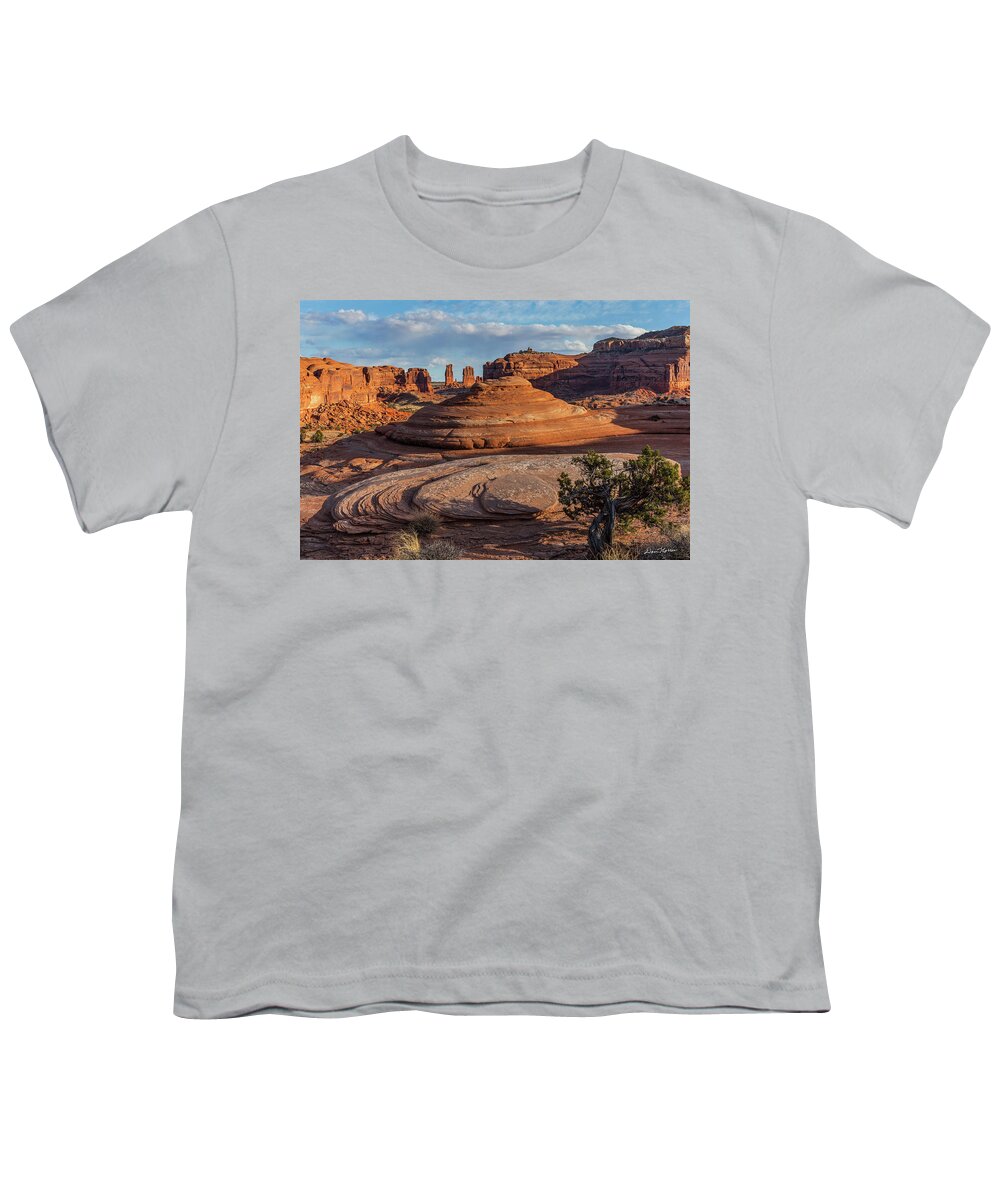 Moab Youth T-Shirt featuring the photograph Moab Back Country by Dan Norris