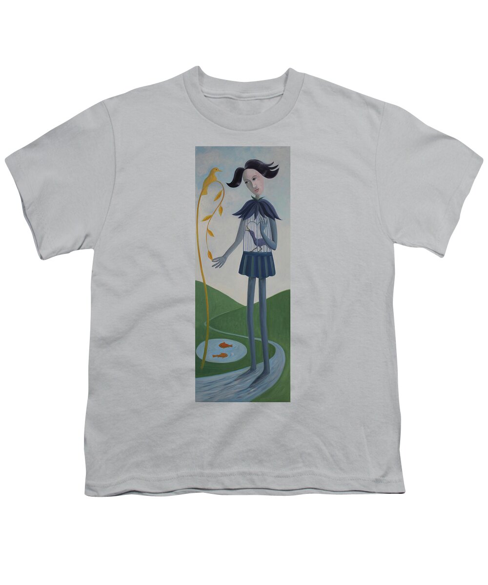 Plume Youth T-Shirt featuring the painting Plume by Tone Aanderaa