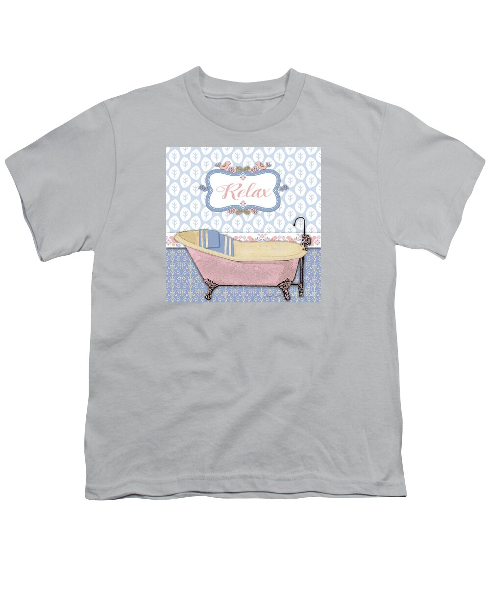 Bath Youth T-Shirt featuring the painting Relax Bath Art-JP3527C by Jean Plout