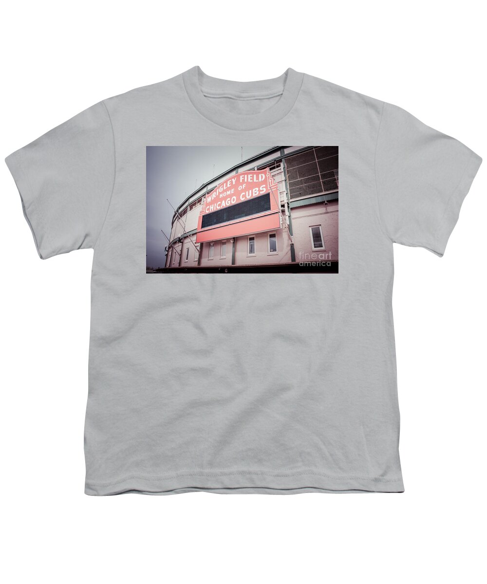 America Youth T-Shirt featuring the photograph Retro Wrigley Field Sign by Paul Velgos