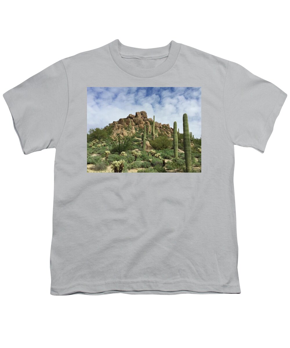 Desert Landscape Youth T-Shirt featuring the photograph Saguaro by Carolyn Mickulas