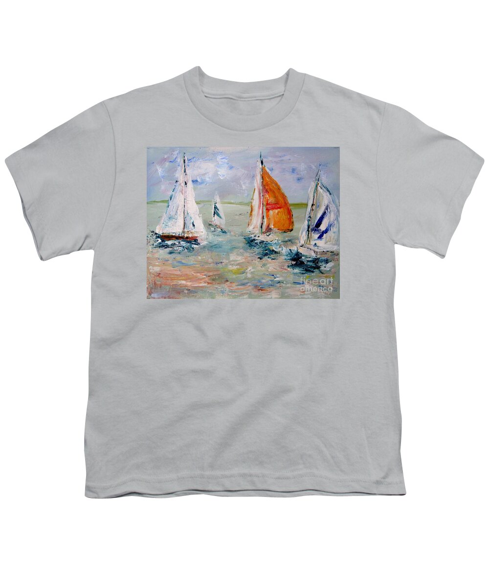 Sailboats And Abstract 2 Youth T-Shirt featuring the painting Sailboat studies 3 by Julie Lueders 