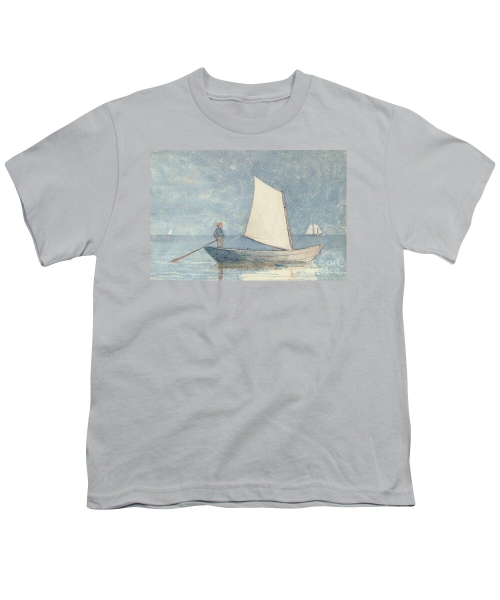 Boat Youth T-Shirt featuring the painting Sailing a Dory by Winslow Homer