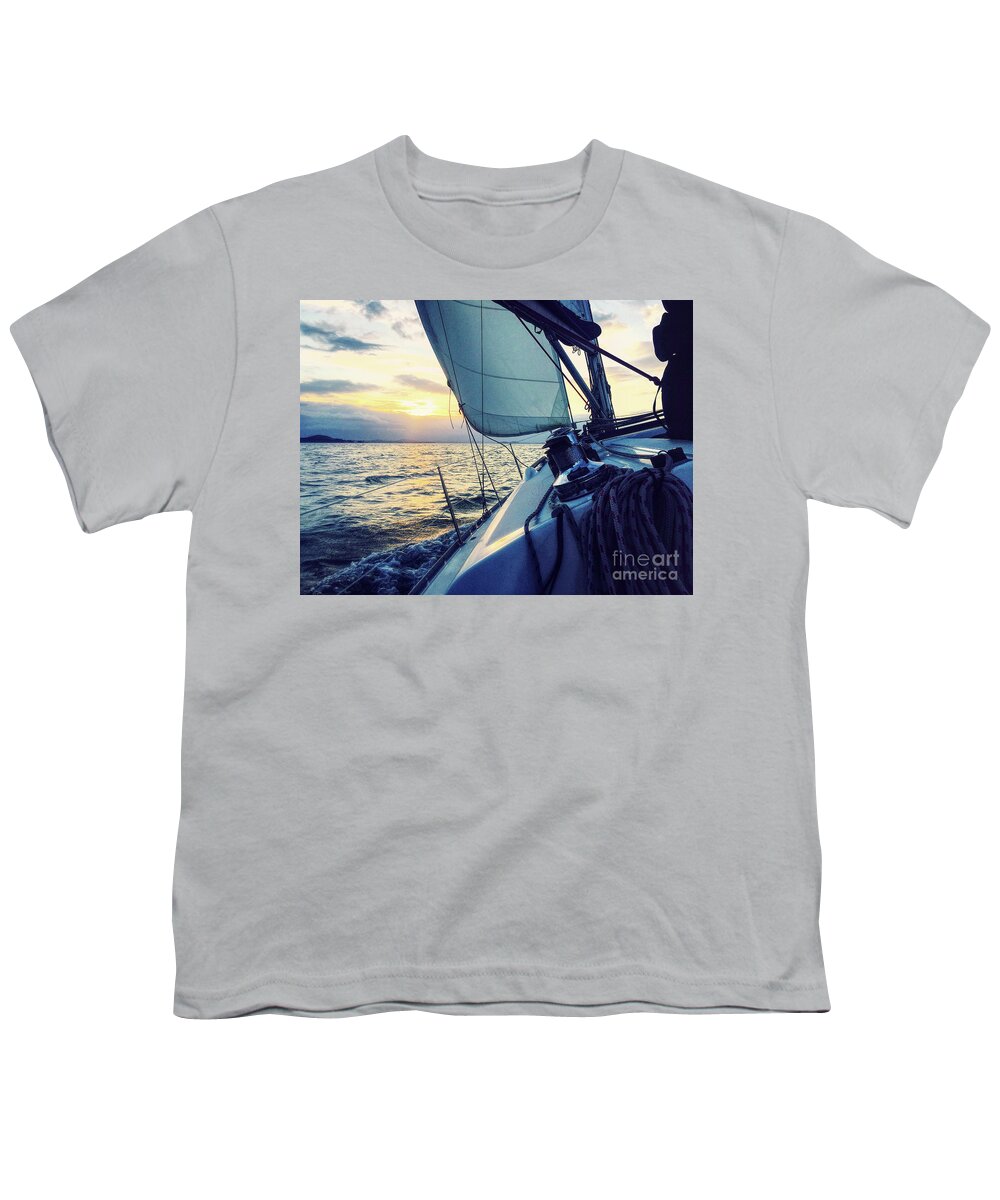 Sunset Youth T-Shirt featuring the photograph Sailing Into The Sunset by Phil Perkins