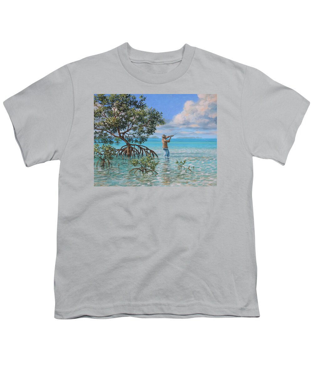 Bahamas Youth T-Shirt featuring the painting Shallow Run by Guy Crittenden
