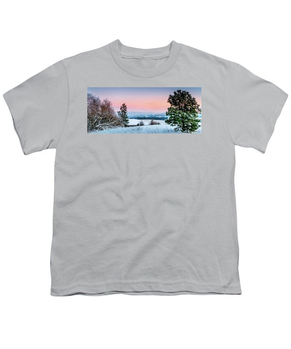 Pine Tree Youth T-Shirt featuring the photograph Snow Covered Valley by Lester Plank