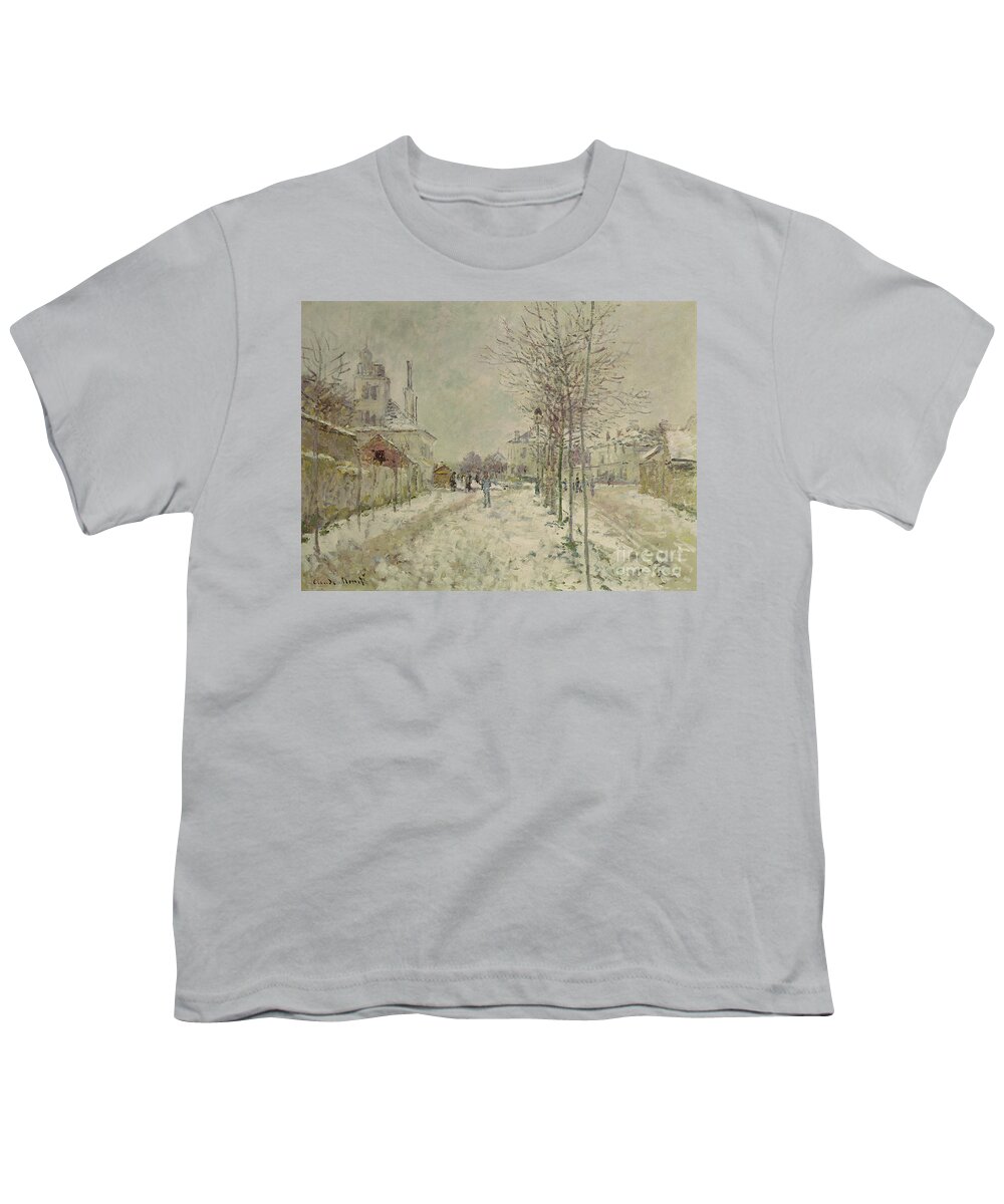 Snow Effect Youth T-Shirt featuring the painting Snow Effect by Monet by Claude Monet
