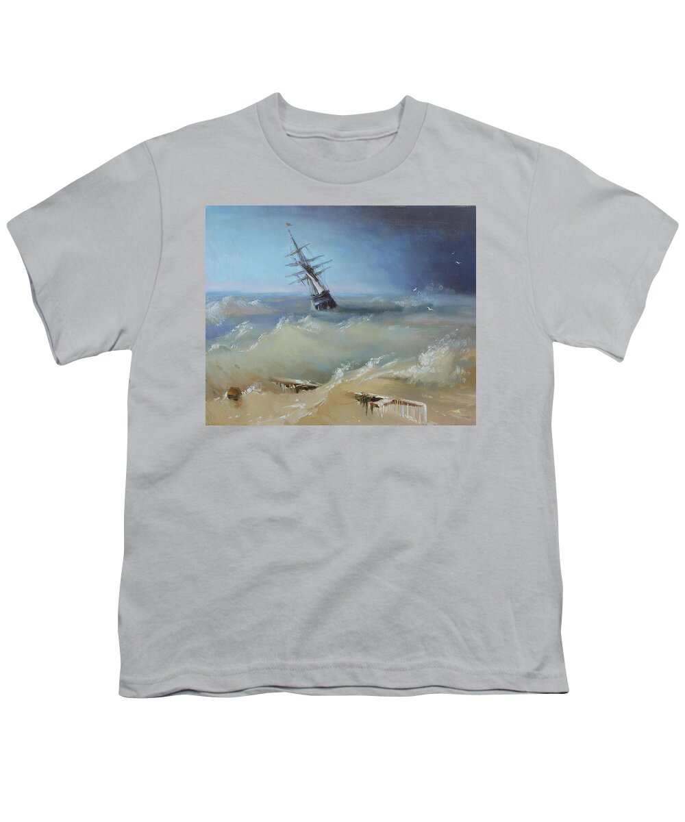 Russian Artists New Wave Youth T-Shirt featuring the painting Stormy Waters by Ilya Kondrashov