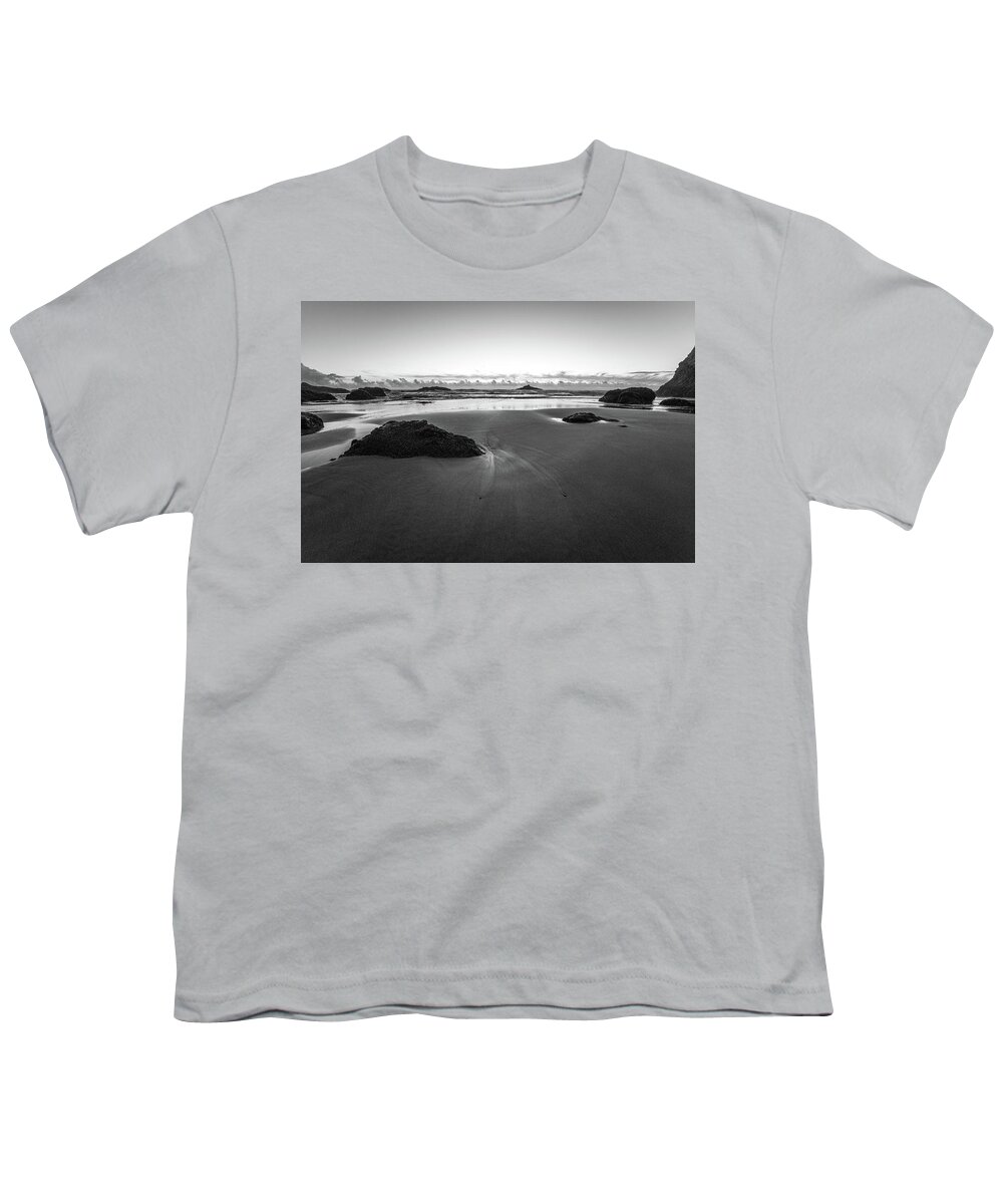 Oregon Youth T-Shirt featuring the photograph Sunset in Black and White by Jedediah Hohf
