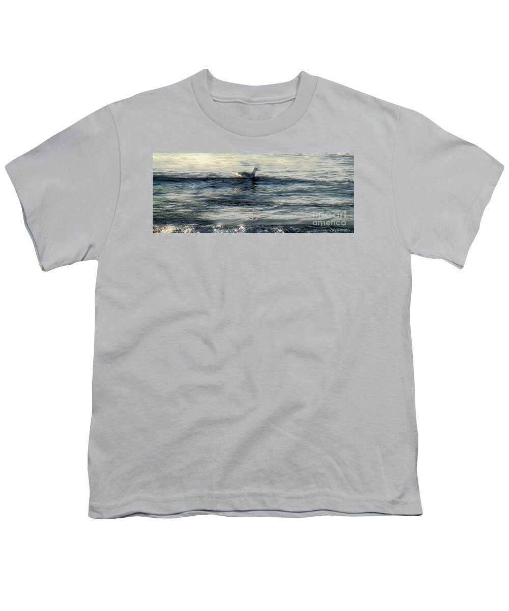Sea Youth T-Shirt featuring the painting Sunset Swim by RC DeWinter