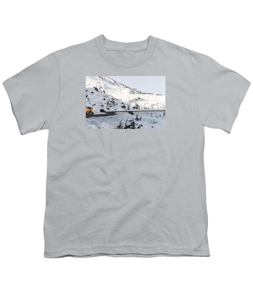 Alaska Youth T-Shirt featuring the photograph Alaska train from Anchorage by Charles McCleanon