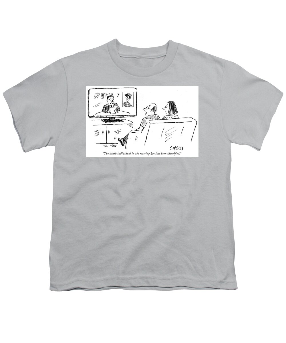 Tv Youth T-Shirt featuring the drawing The ninth individual in the meeting by David Sipress