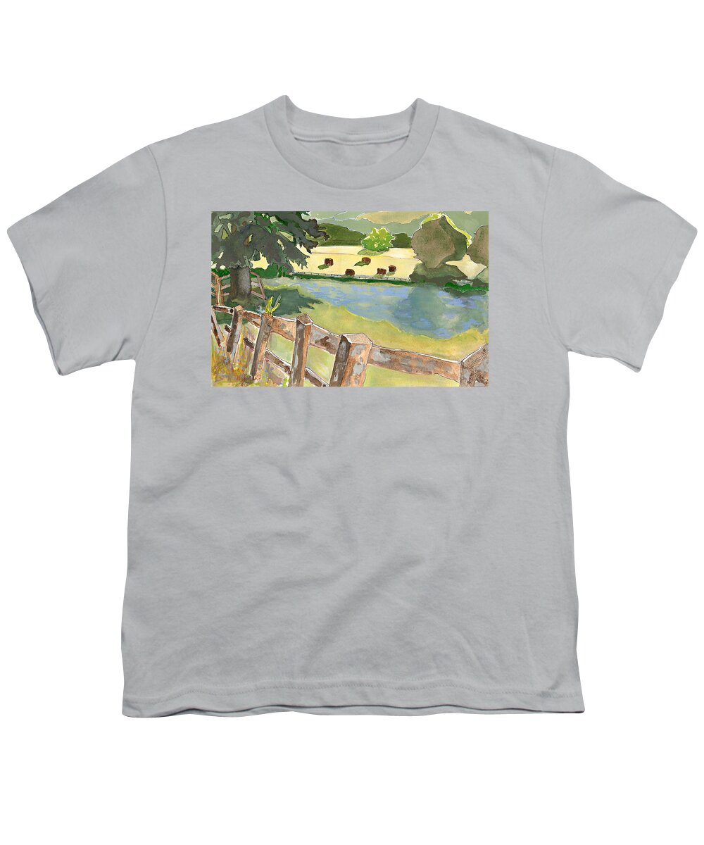 Italian Landscape Youth T-Shirt featuring the painting Umbrian Daydream by Joan Cordell