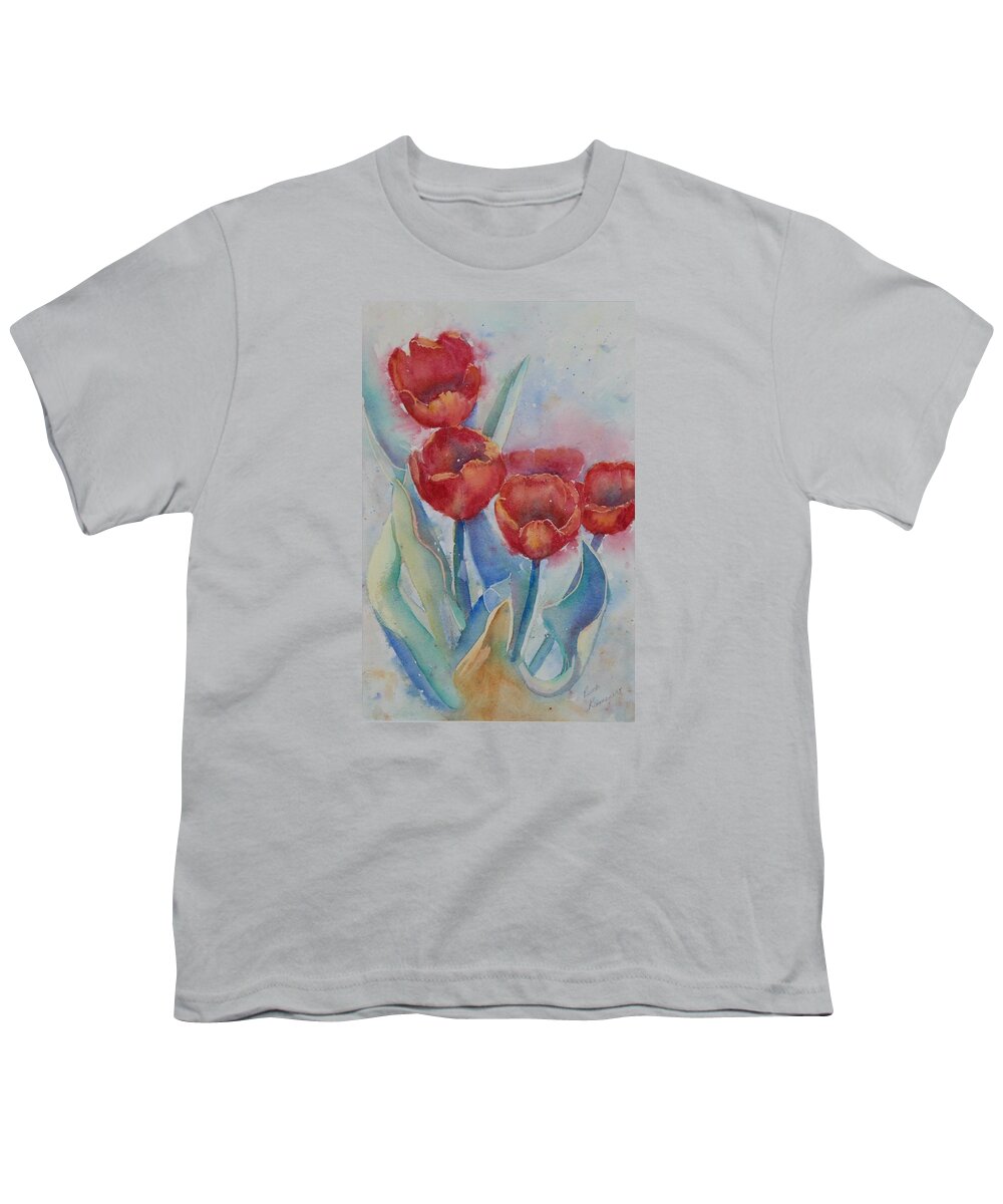 Flowers Youth T-Shirt featuring the painting Undersea Tulips by Ruth Kamenev