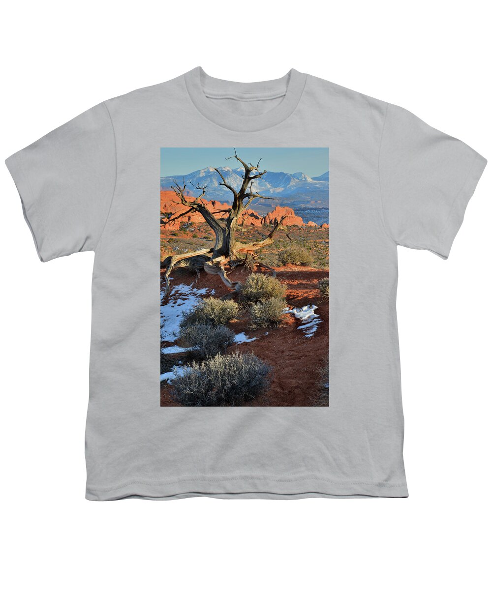 Arches National Park Youth T-Shirt featuring the photograph View along Park Road in Arches National Park by Ray Mathis