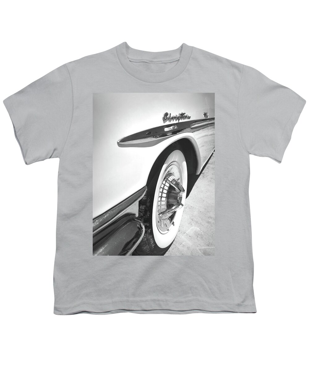 Kelly Hazel Youth T-Shirt featuring the photograph Vintage Plymouth Chieftain in the Desert by Kelly Hazel