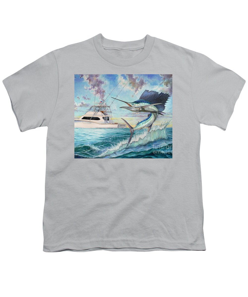 Sailfish Youth T-Shirt featuring the painting Vintage by Terry Fox