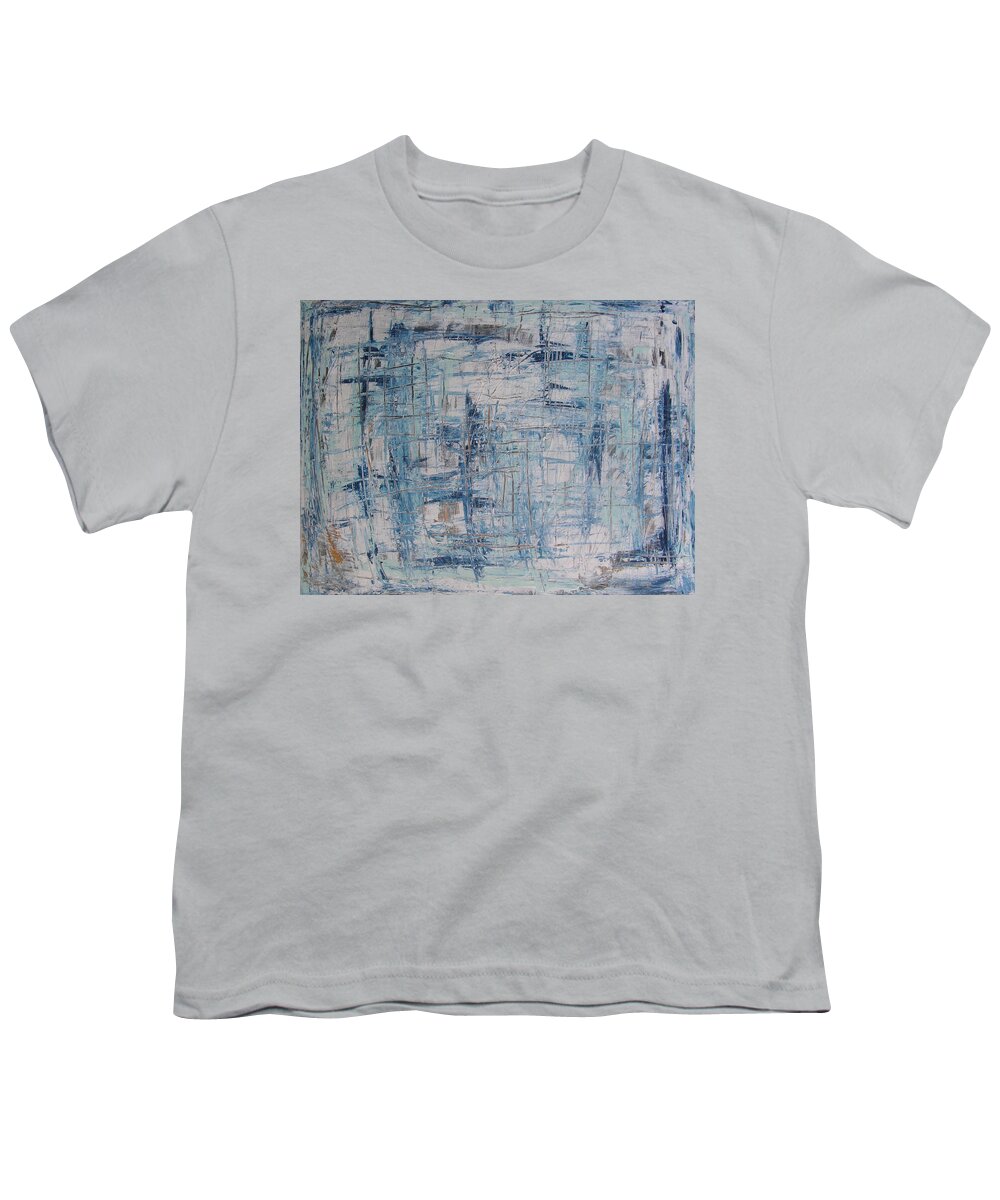 Abstract Painting Youth T-Shirt featuring the painting W26 - blue by KUNST MIT HERZ Art with heart
