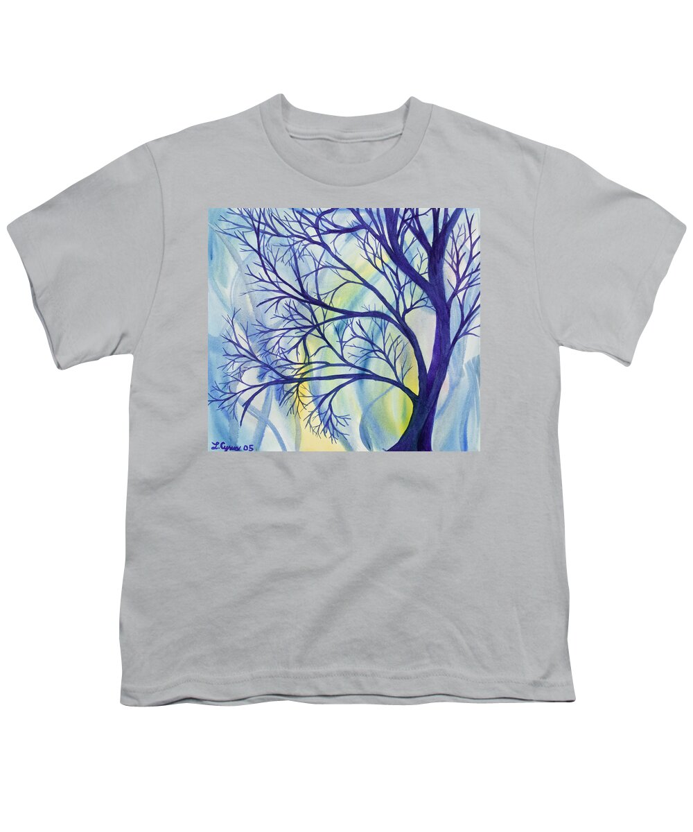 Art Youth T-Shirt featuring the painting Watercolor - Tree Abstract by Cascade Colors
