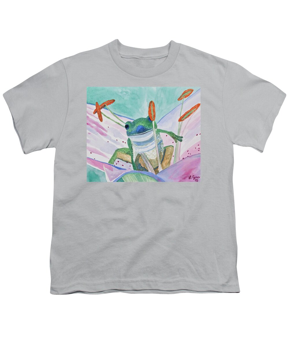 Tree Frog Youth T-Shirt featuring the painting Watercolor - Tree Frog by Cascade Colors