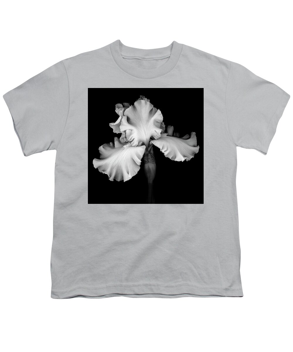 Black Youth T-Shirt featuring the photograph White Iris by Oscar Gutierrez
