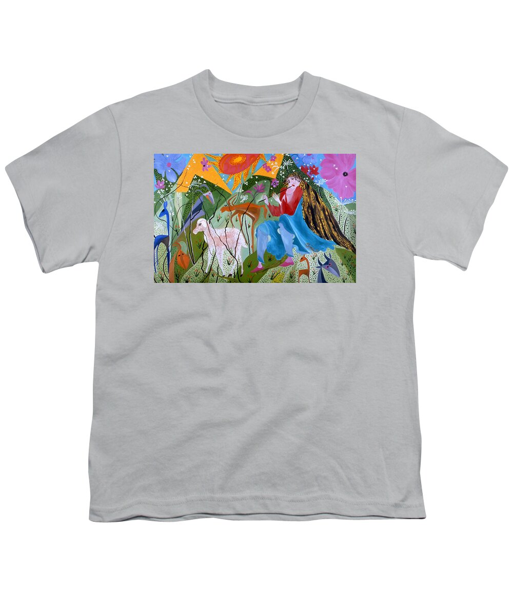 Women Youth T-Shirt featuring the painting Sheppard Women by Sima Amid Wewetzer