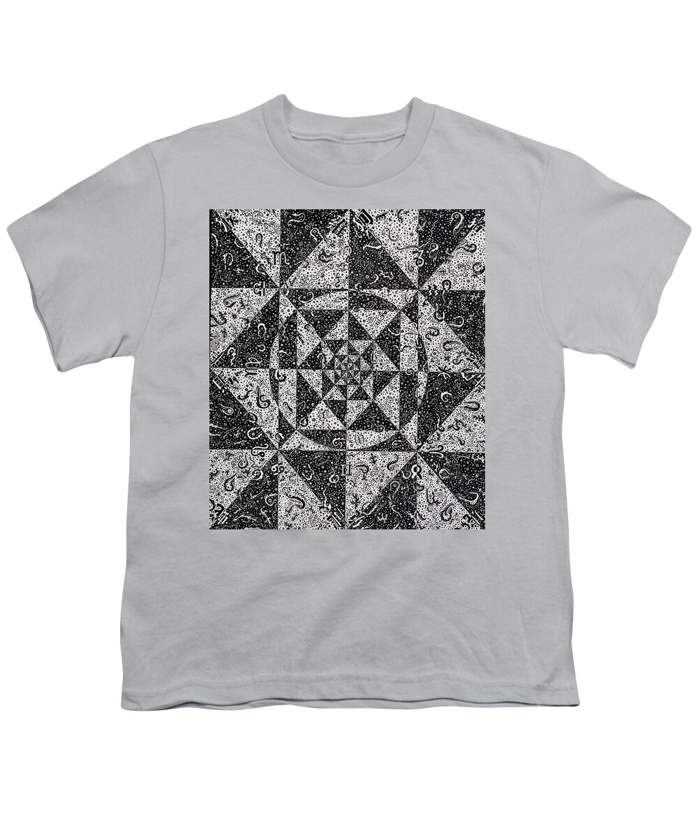 Pen & Ink Youth T-Shirt featuring the drawing Zodiac Calendar by Red Gevhere