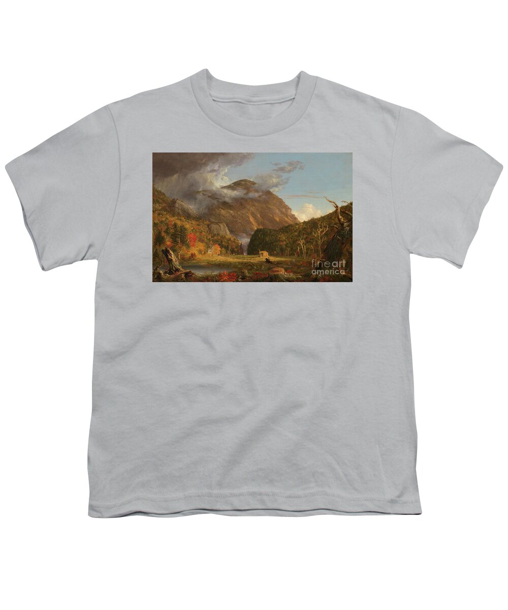 Thomas Cole Youth T-Shirt featuring the painting A View of the Mountain Pass Called the Notch of the White Mountains Crawford Notch by Thomas Cole