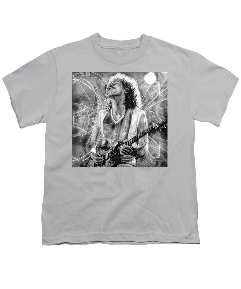 Carlos Santana Youth T-Shirt featuring the mixed media Carlos #1 by Mal Bray