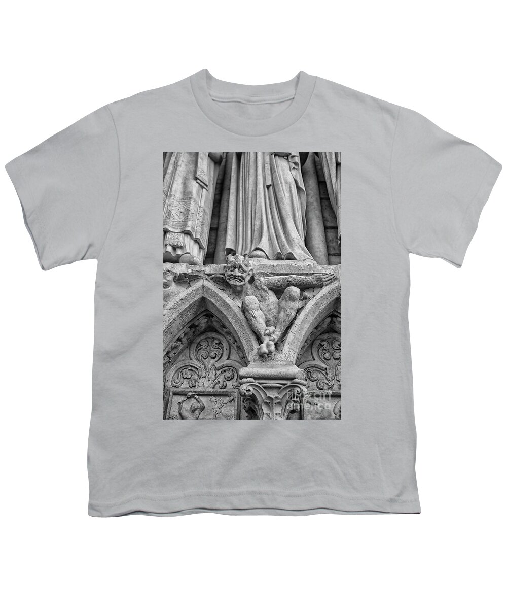 Notre Dame Youth T-Shirt featuring the photograph Sad gargoyle by Patricia Hofmeester