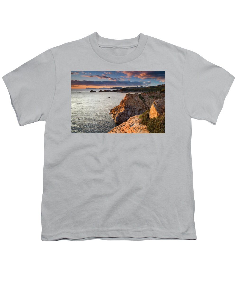 Estock Youth T-Shirt featuring the digital art Rocky Coast, Sardinia, Italy #3 by Alessandro Carboni