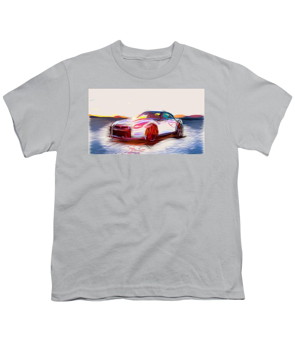 Nissan Youth T-Shirt featuring the digital art Nissan GT R Drawing #32 by CarsToon Concept