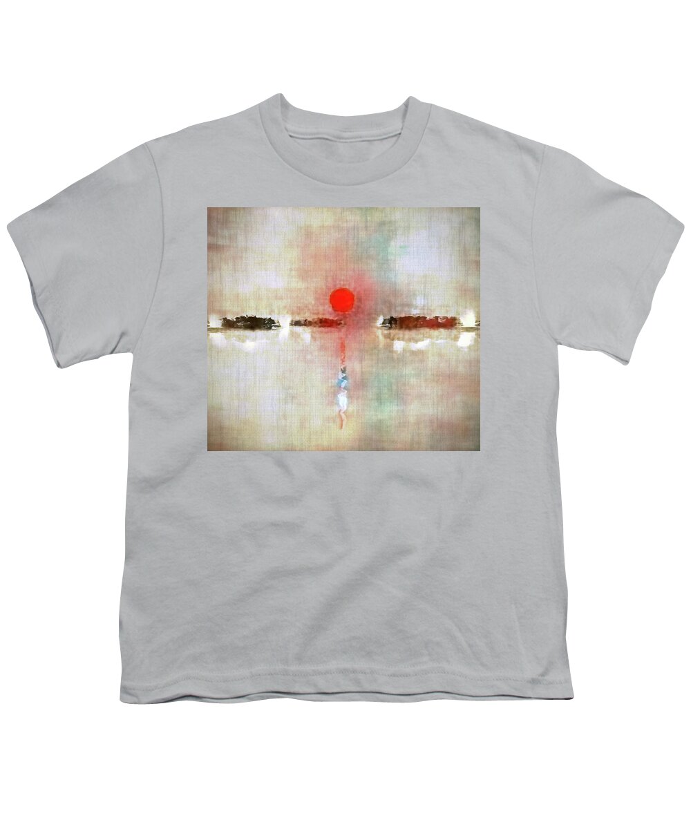 Abstract Youth T-Shirt featuring the digital art Red sunset #5 by Bruce Rolff