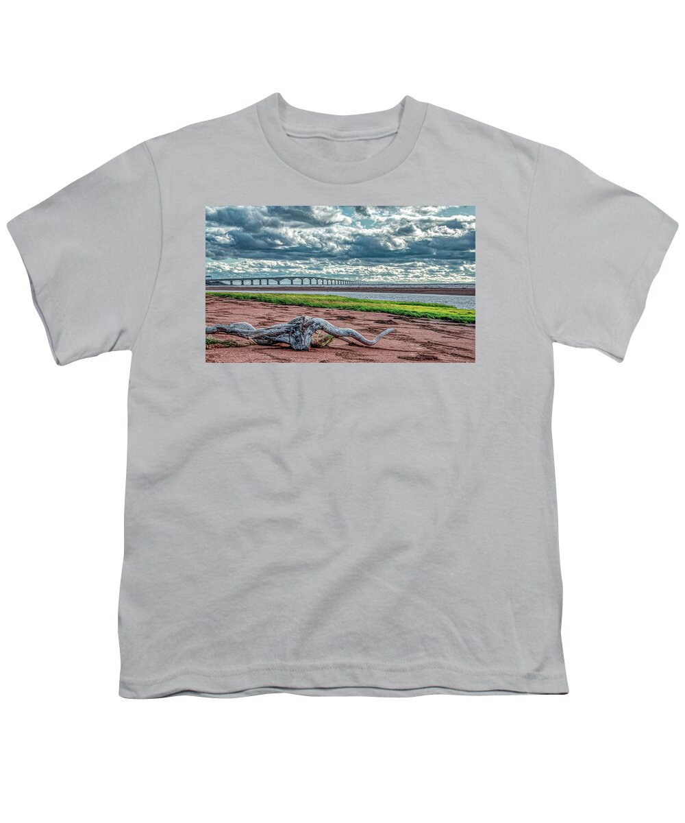 Confederation Bridge Youth T-Shirt featuring the photograph After the Hurricane at Confederation Bridge by Marcy Wielfaert