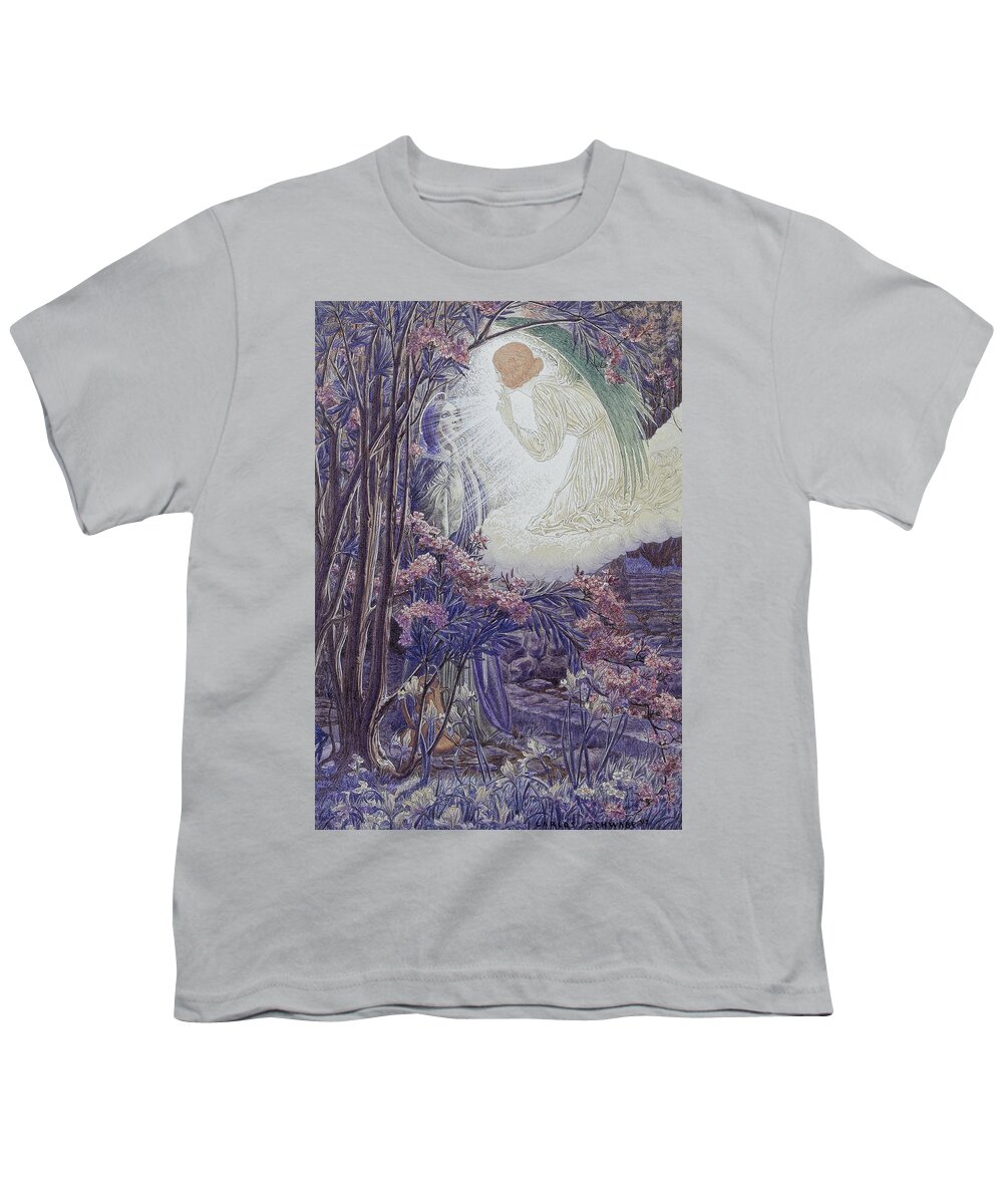 Carlos Schwabe Youth T-Shirt featuring the drawing Annunciation by Carlos Schwabe