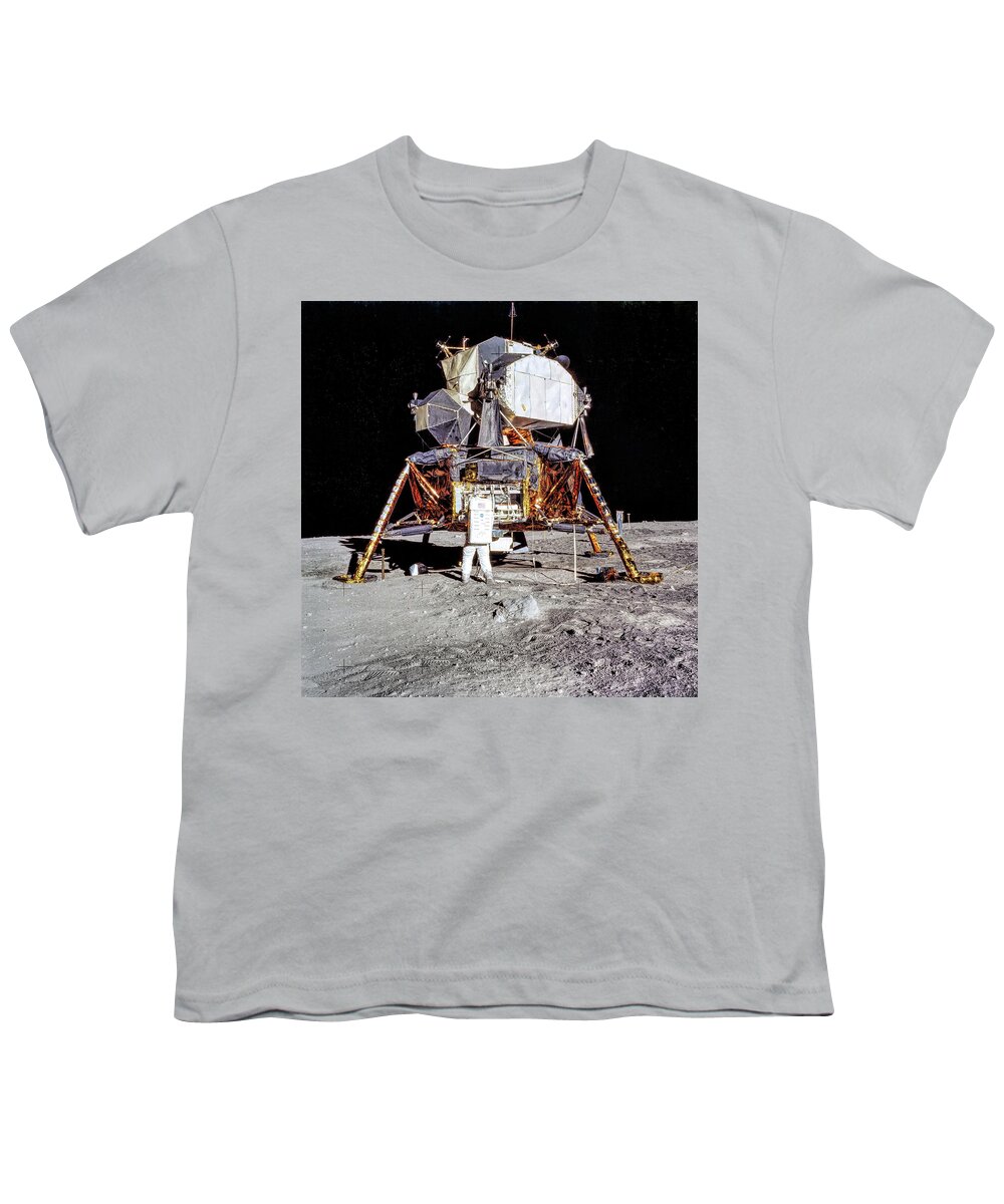Apollo Youth T-Shirt featuring the photograph Apollo 11 - Aldrin and the Lunar Module by Eric Glaser