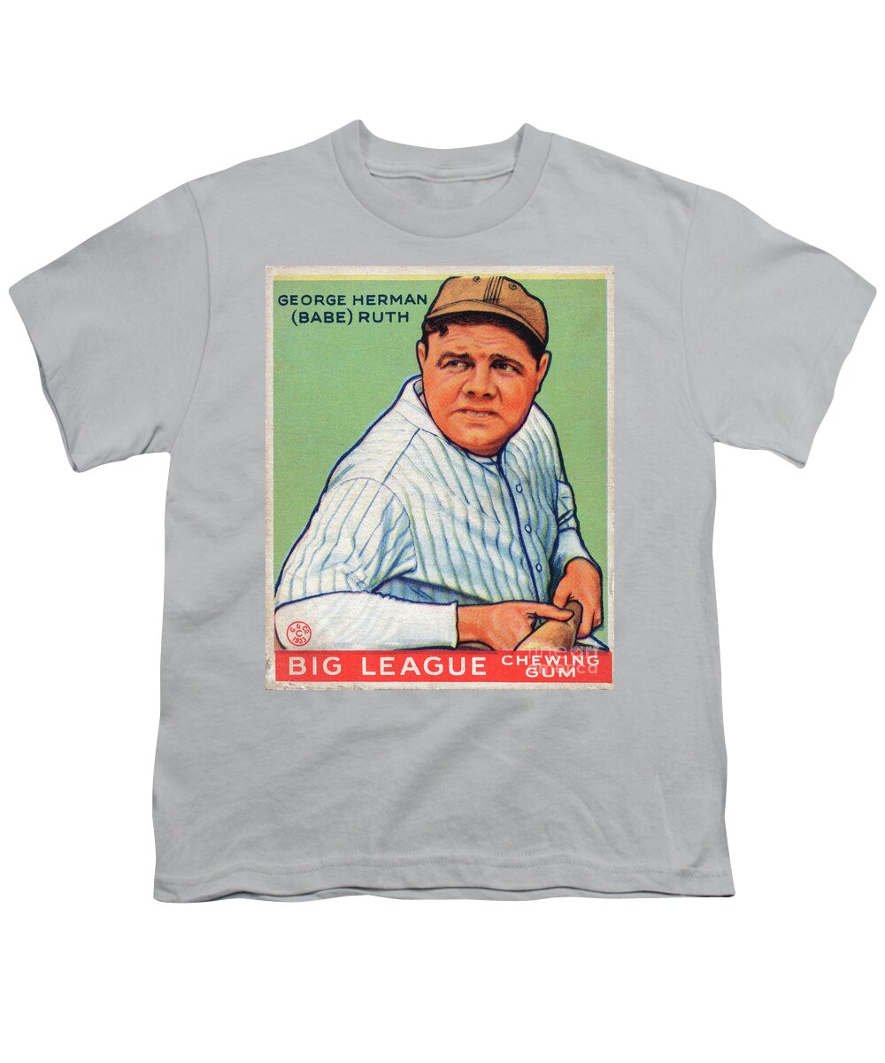 Babe Ruth Youth T-Shirt featuring the photograph Babe Ruth Baseball Card 1933 by Jon Neidert