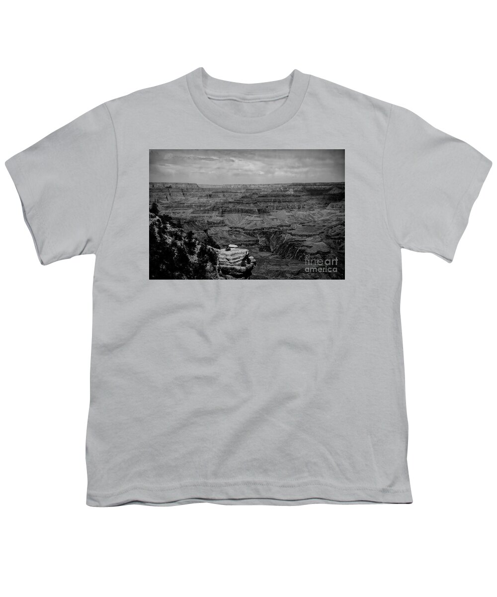 Grand Canyon Youth T-Shirt featuring the photograph Black White Panorama Grand Canyon by Chuck Kuhn