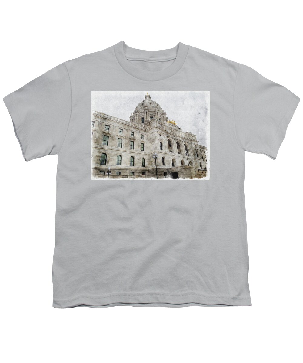 Minnesota Youth T-Shirt featuring the photograph Capitol Steps by Tom Reynen